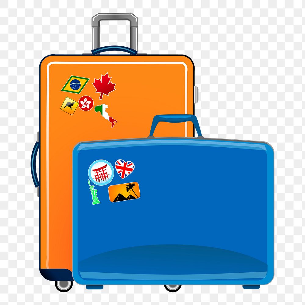 Tourist suitcases png sticker, transparent background. Free public domain CC0 image.