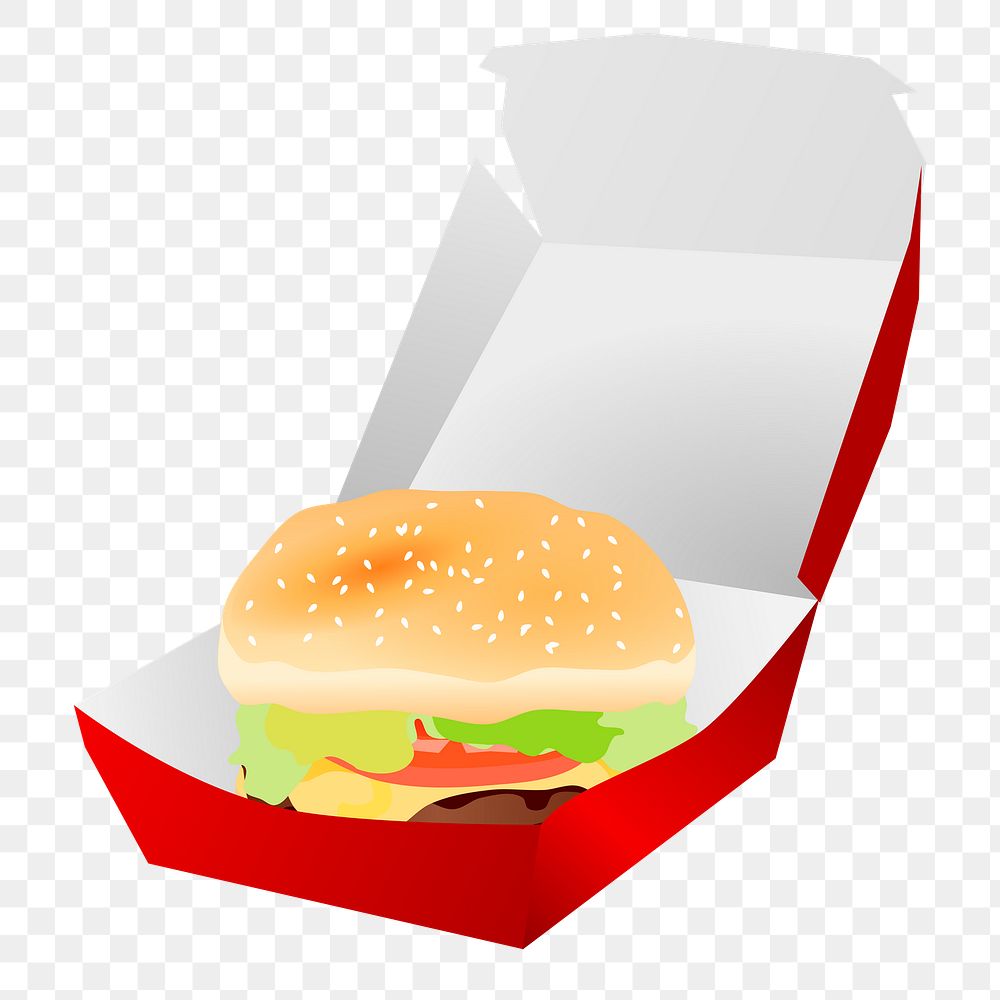 Hamburger fast food png sticker clipart, transparent background. Free public domain CC0 image.