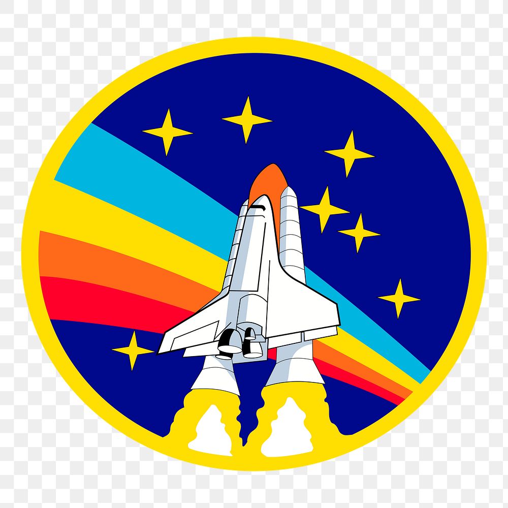 Spaceship badge png sticker, transparent background. Free public domain CC0 image.