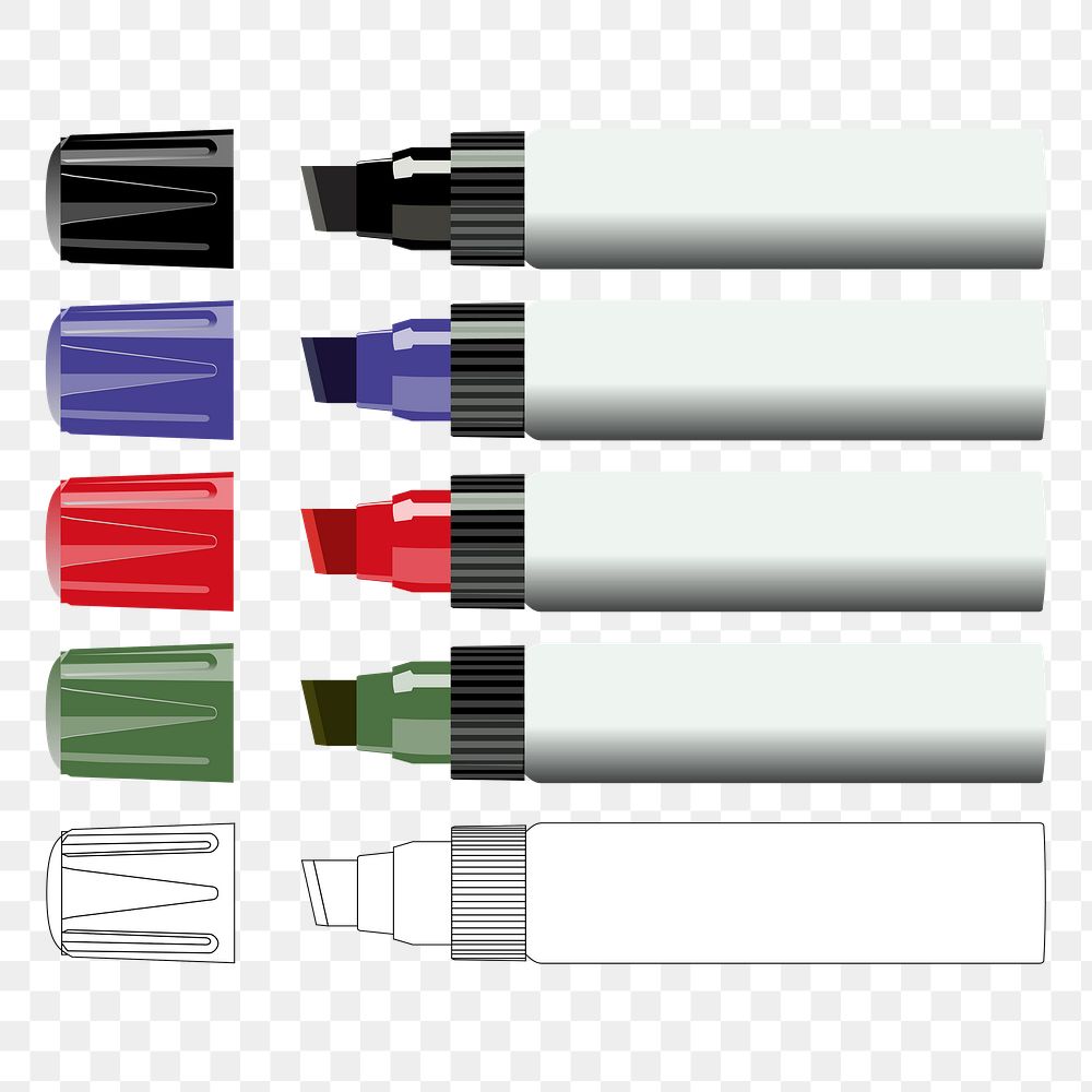 Colorful markers png sticker, transparent background. Free public domain CC0 image.