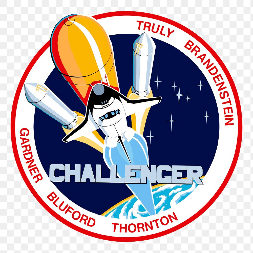 PNG Challenger spaceship launch sticker, transparent background. Free public domain CC0 image.