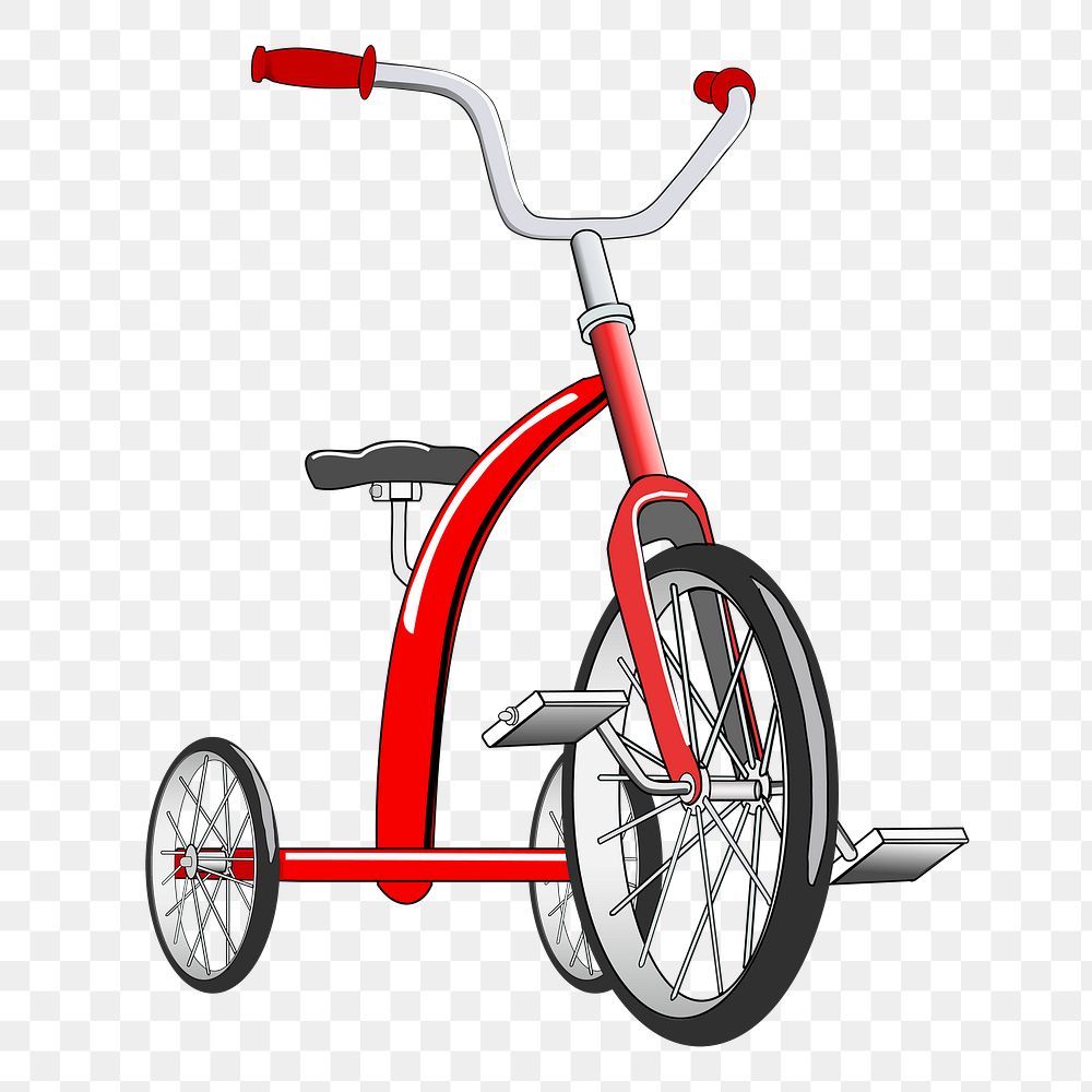 Red tricycle png sticker, transparent background. Free public domain CC0 image.
