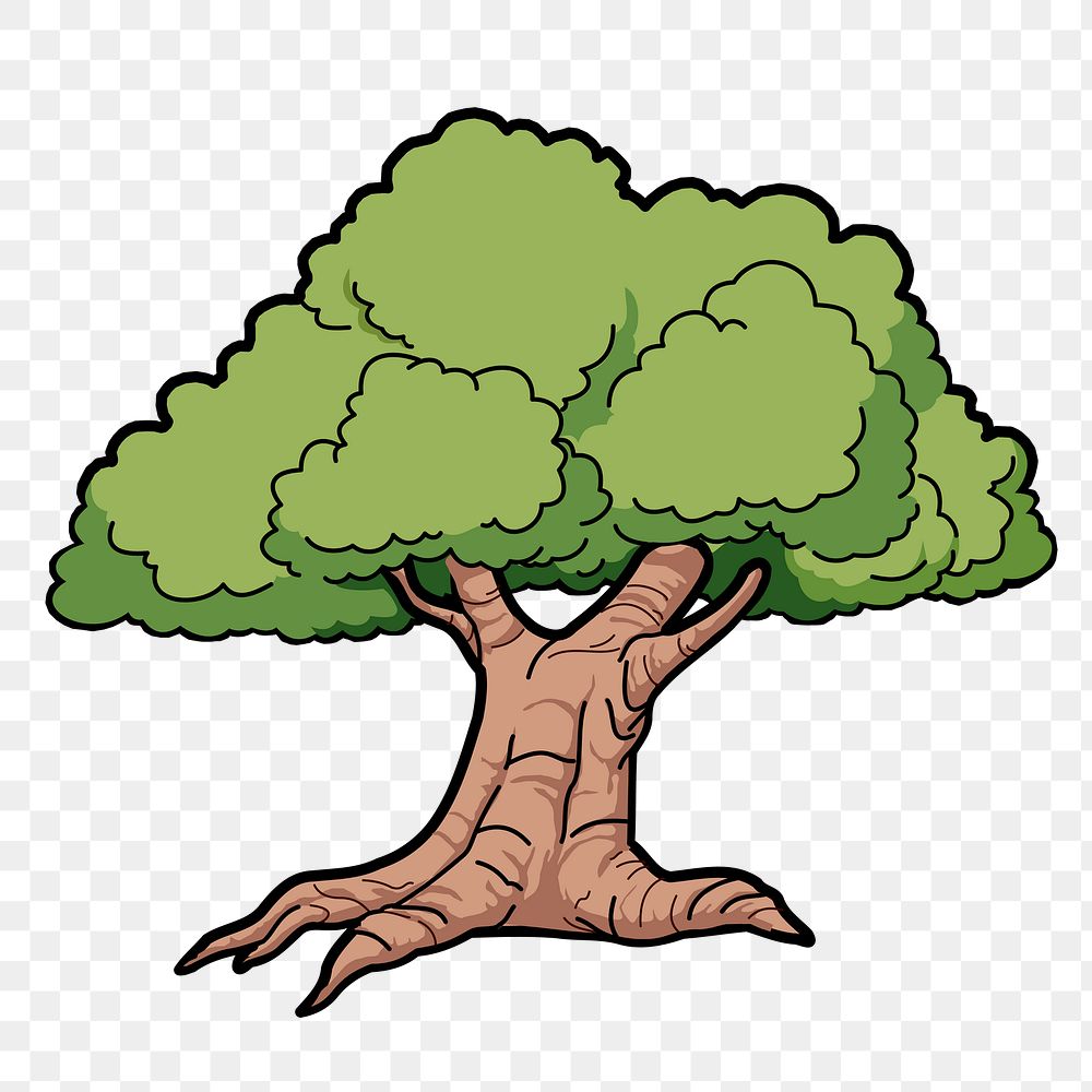 Tree png cartoon drawing, transparent background. Free public domain CC0 image.