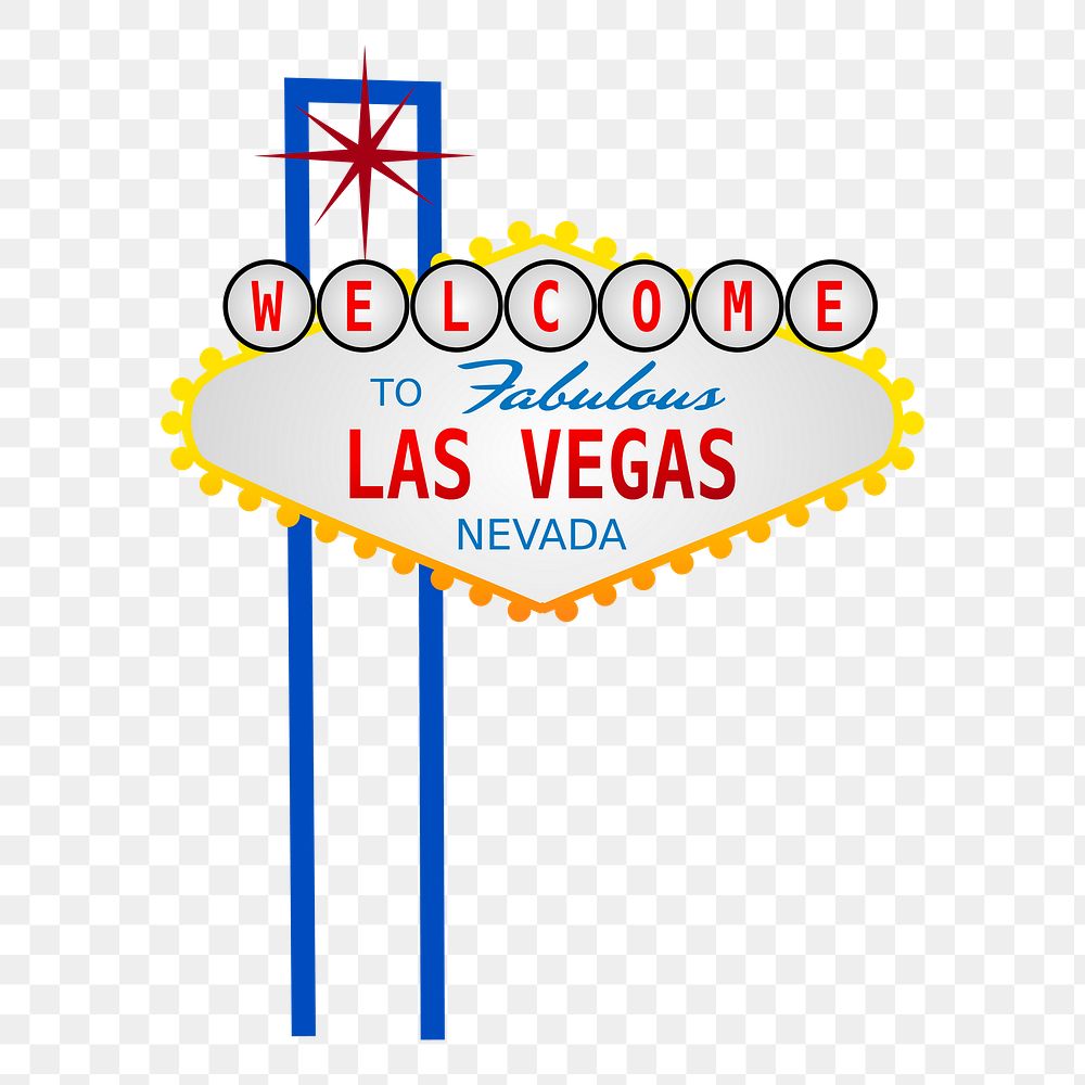 Las Vegas sign png sticker, transparent background. Free public domain CC0 image.