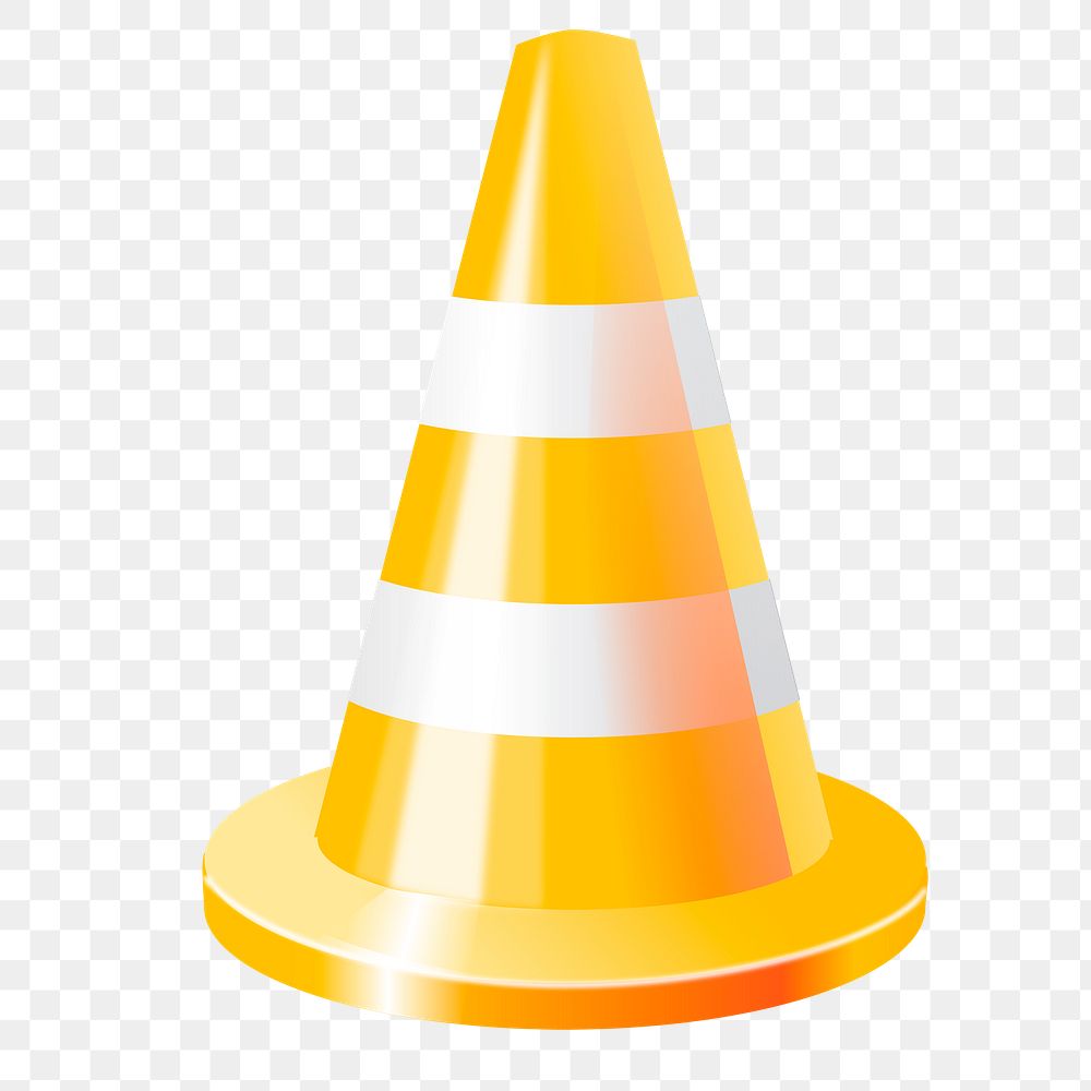 Yellow traffic cone png sticker, transparent background. Free public domain CC0 image.