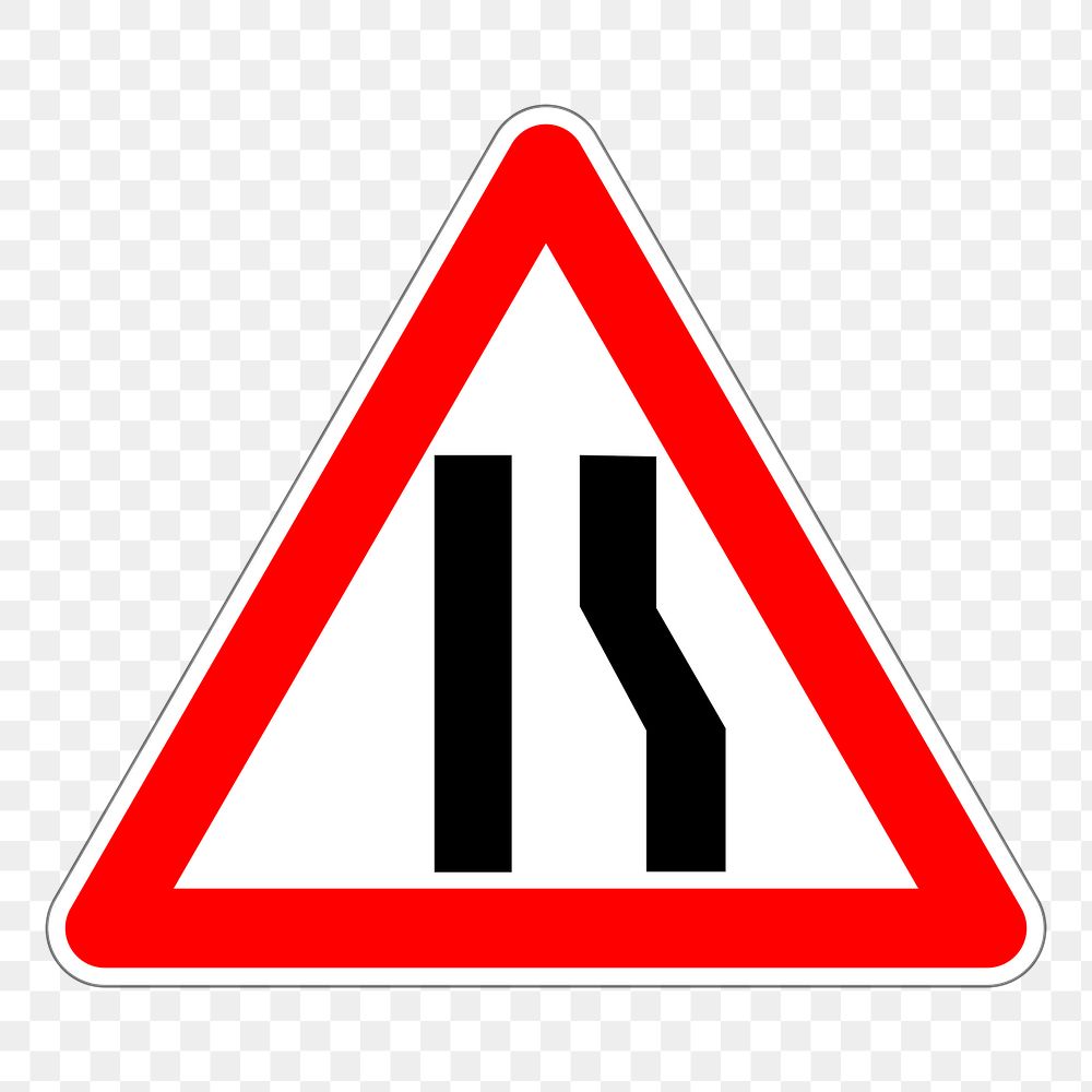 Traffic sign png sticker, right lane ends, transparent background. Free public domain CC0 image.