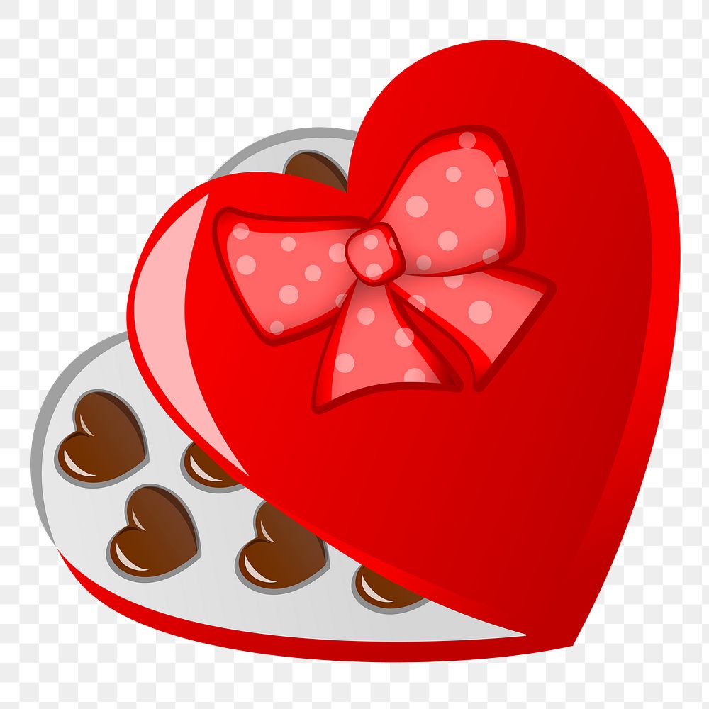 Valentine's chocolate box png sticker, transparent background. Free public domain CC0 image.