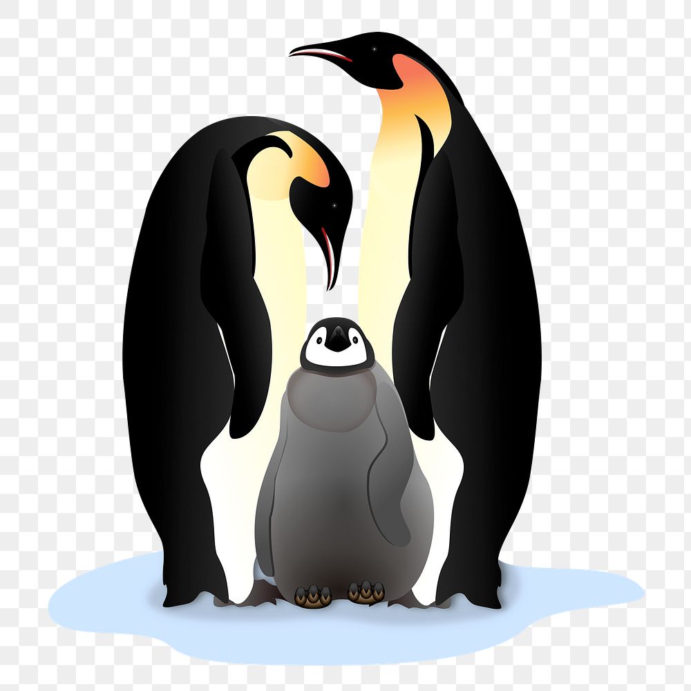 Penguin family png sticker clipart, transparent background. Free public domain CC0 image.