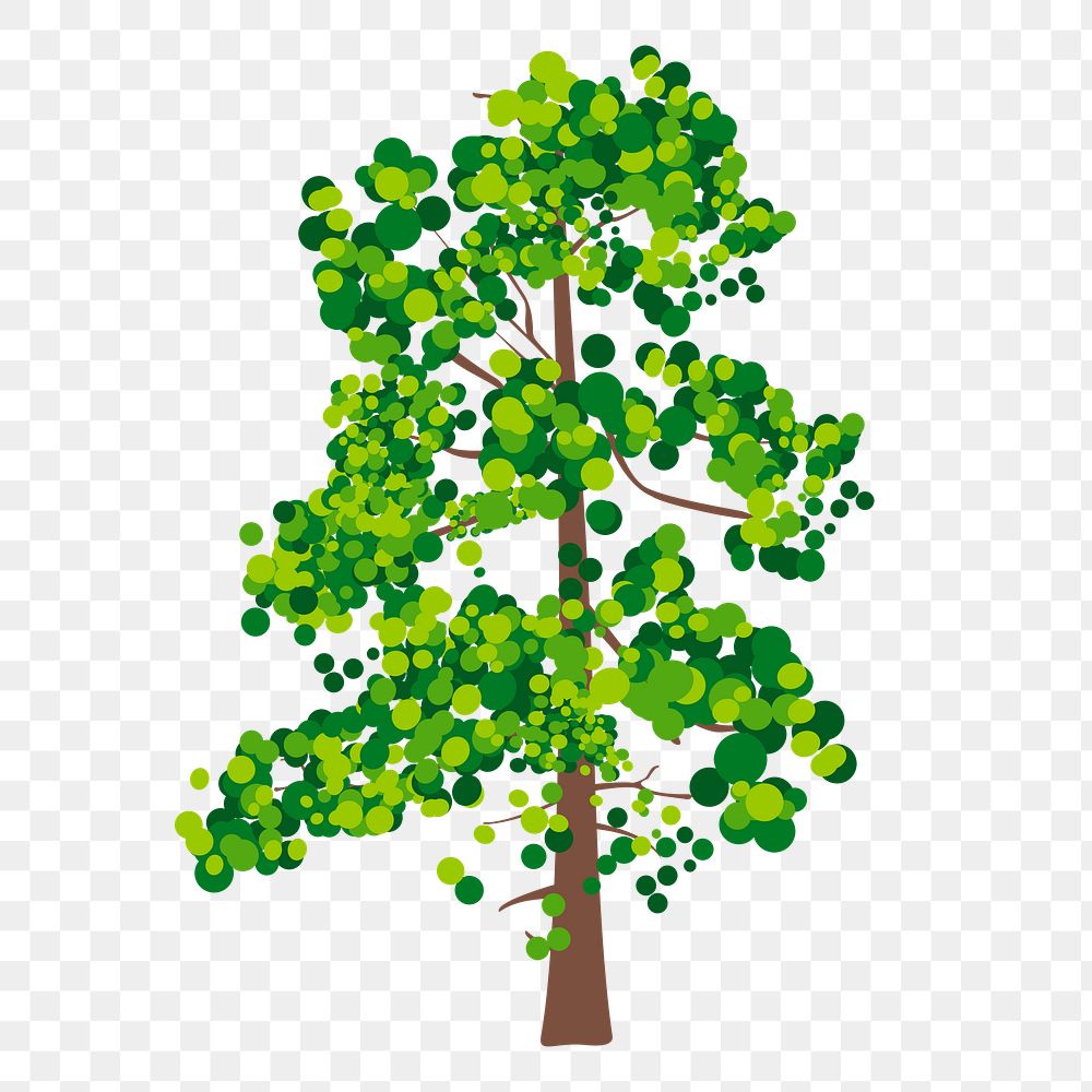 Green tree png sticker clipart, transparent background. Free public domain CC0 image.
