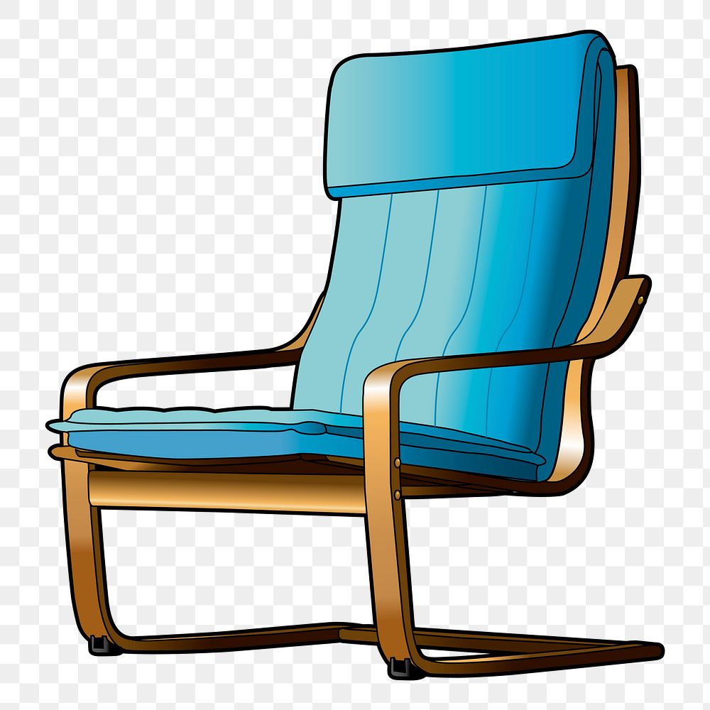 Blue armchair png sticker furniture illustration, transparent background. Free public domain CC0 image.