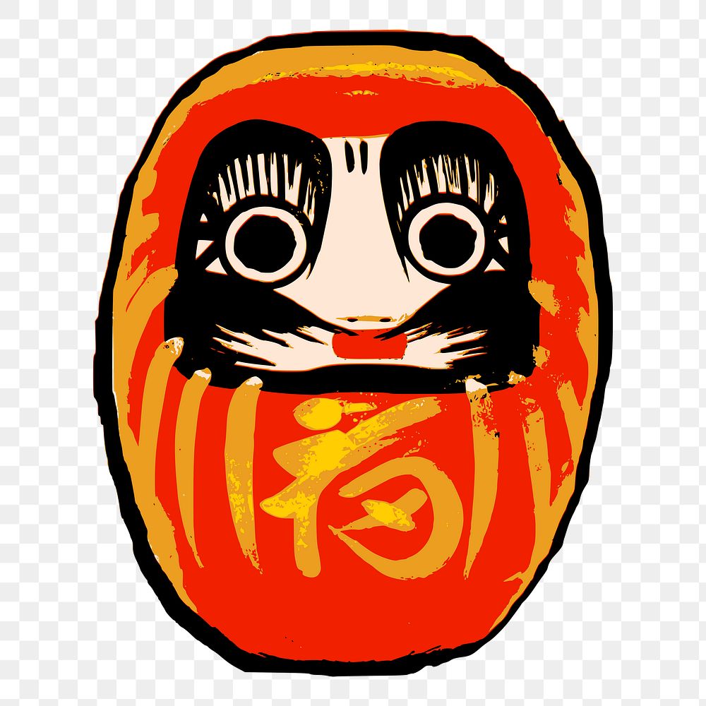 Japanese Daruma doll png sticker object illustration, transparent background. Free public domain CC0 image.