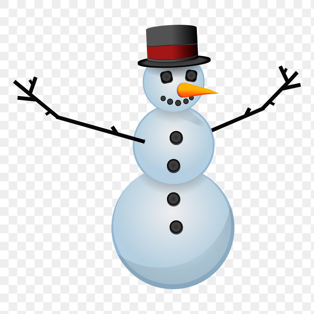 Snowman png sticker, winter illustration, transparent background. Free public domain CC0 image.
