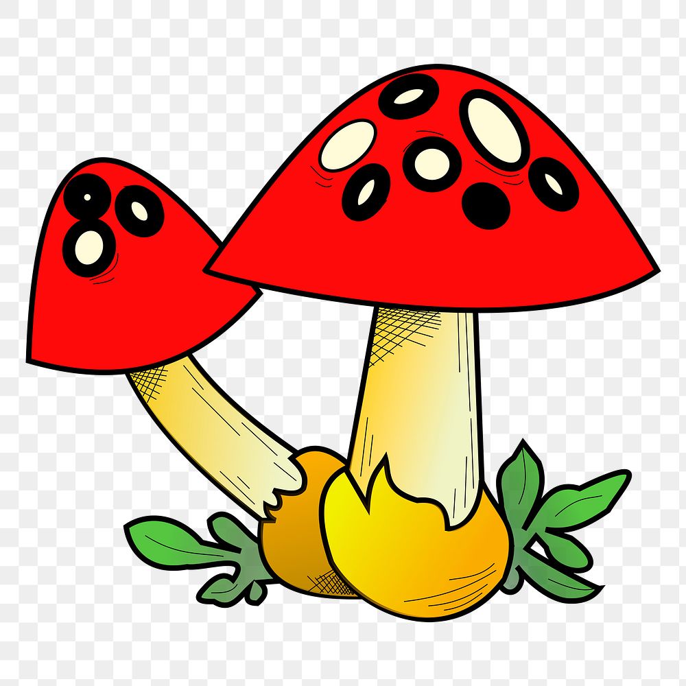 Red mushrooms png sticker illustration, transparent background. Free public domain CC0 image.