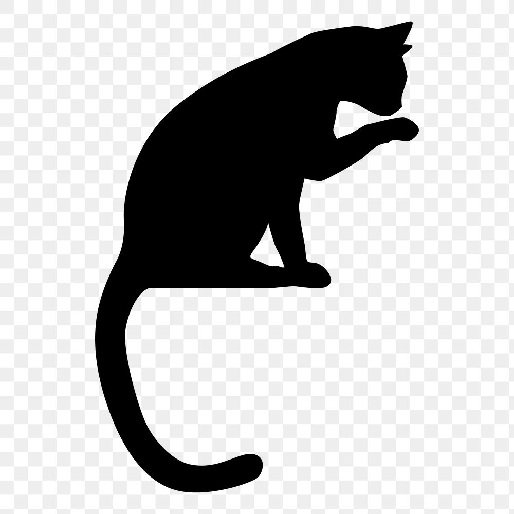 Cat silhouette png sticker animal illustration, transparent background. Free public domain CC0 image.