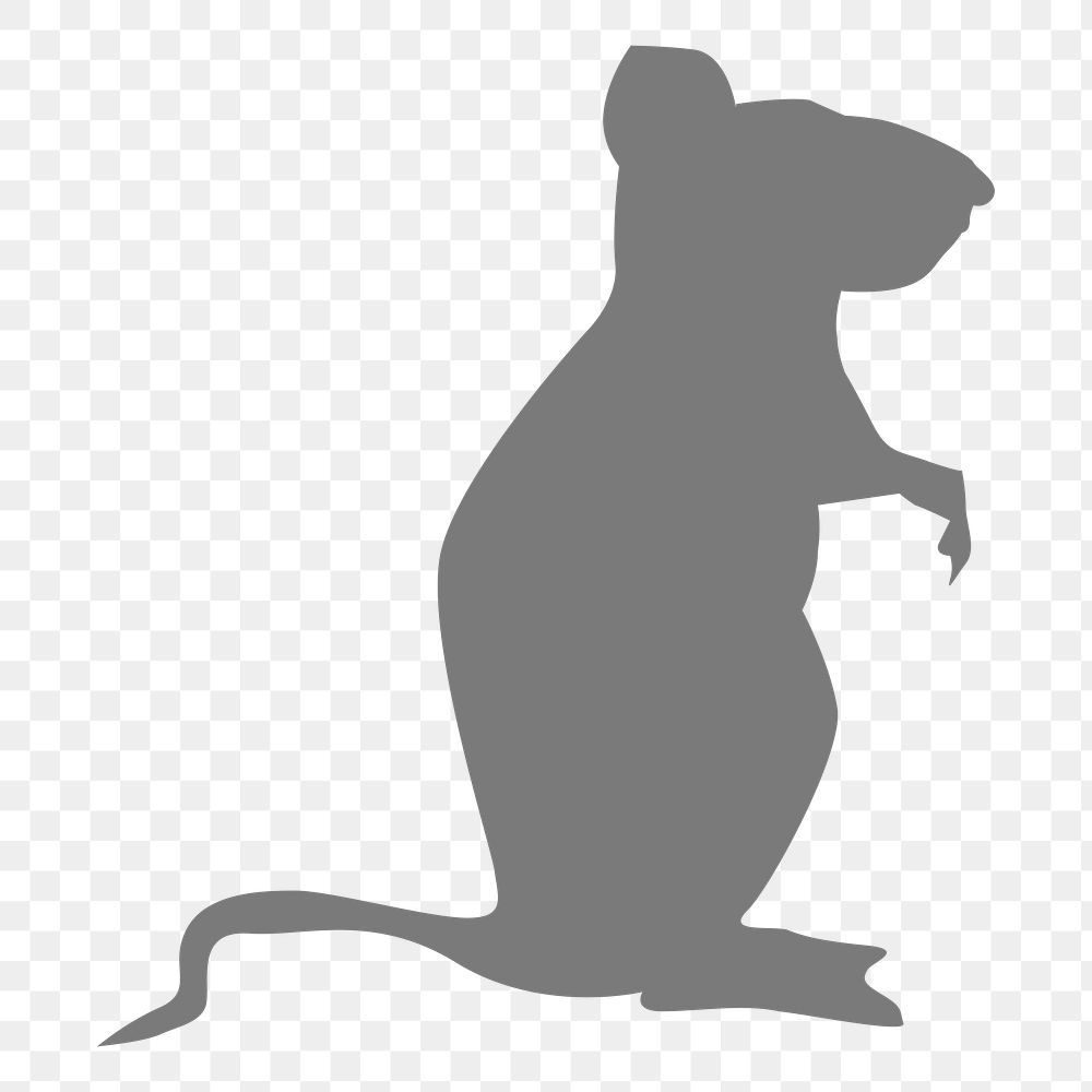 Gray rat png sticker silhouette animal illustration, transparent background. Free public domain CC0 image.