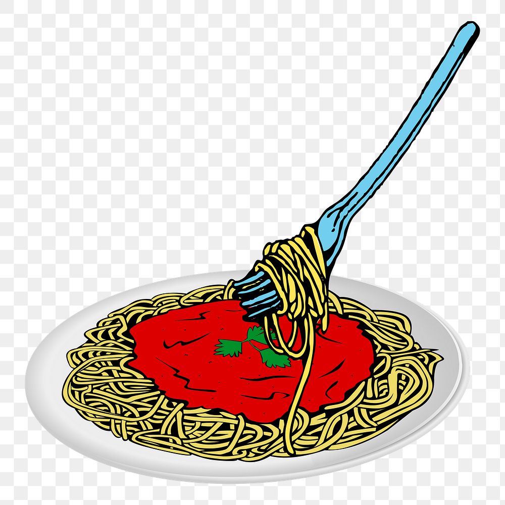 Spaghetti png sticker food illustration, transparent background. Free public domain CC0 image.
