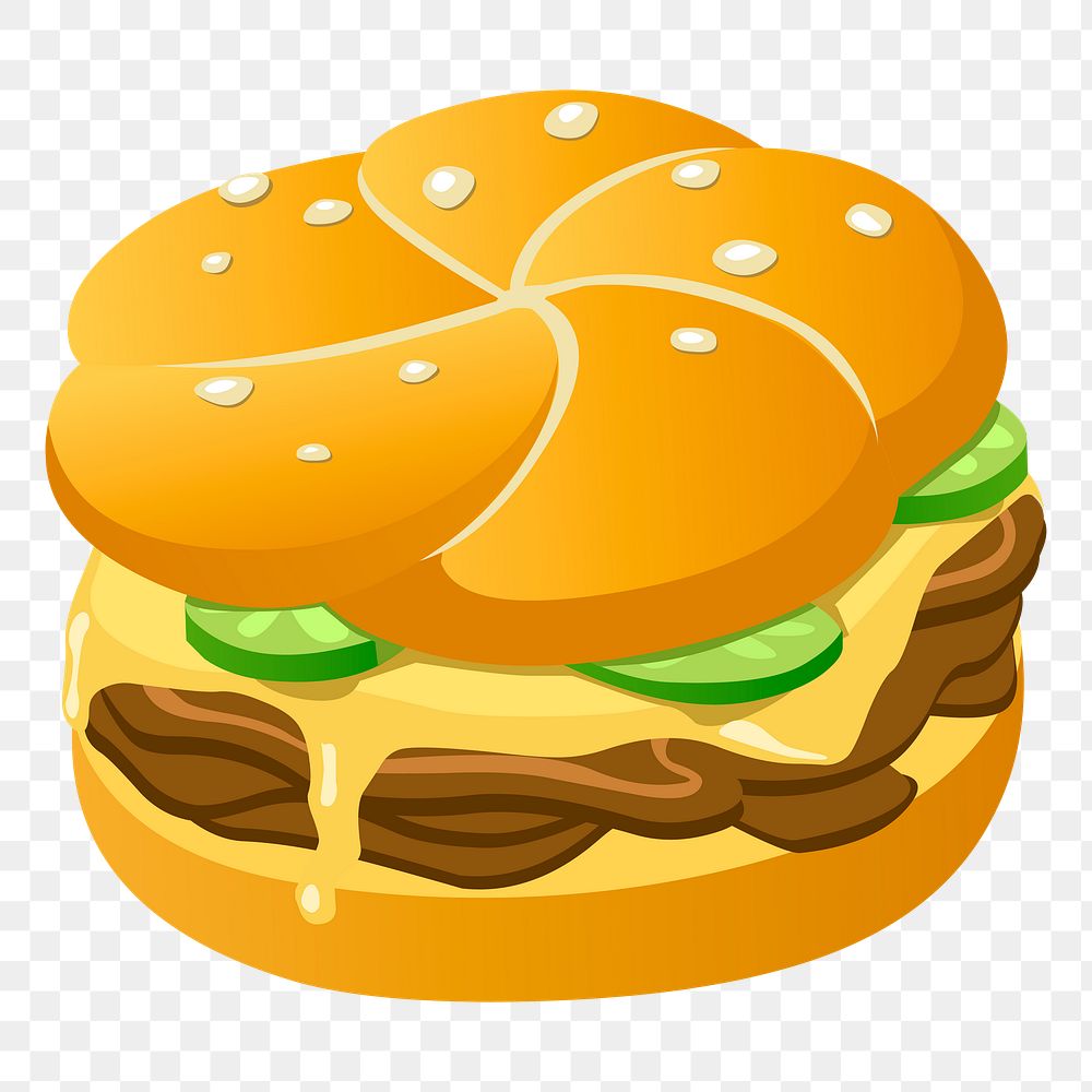 Hamburger png sticker food illustration, transparent background. Free public domain CC0 image.