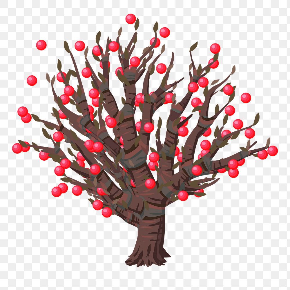 Red tree png sticker plant illustration, transparent background. Free public domain CC0 image.
