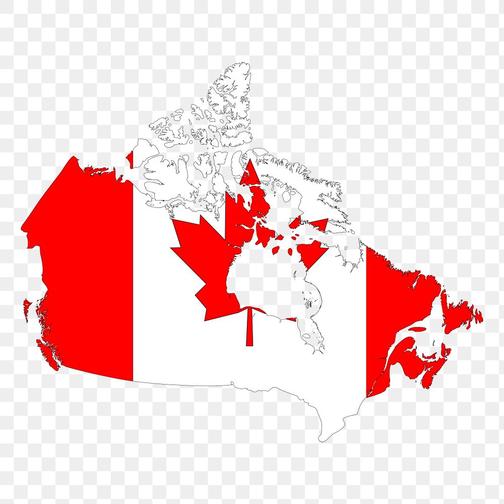 Canada map flag png sticker geography illustration, transparent background. Free public domain CC0 image.