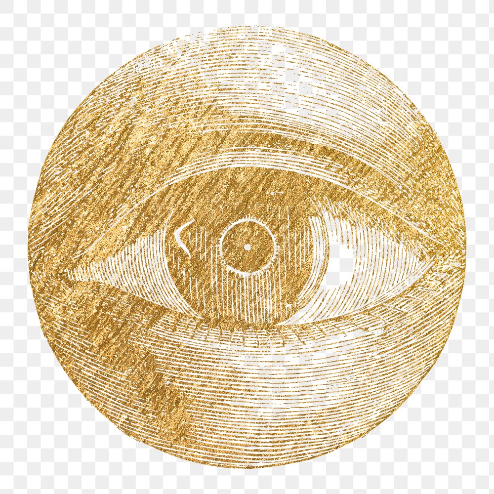 Gold eye png sticker, mystical art, aesthetic illustration, transparent background