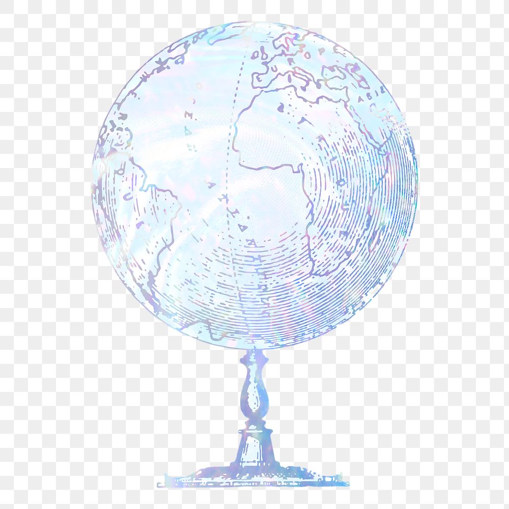 Globe png sticker, aesthetic holographic illustration, transparent background