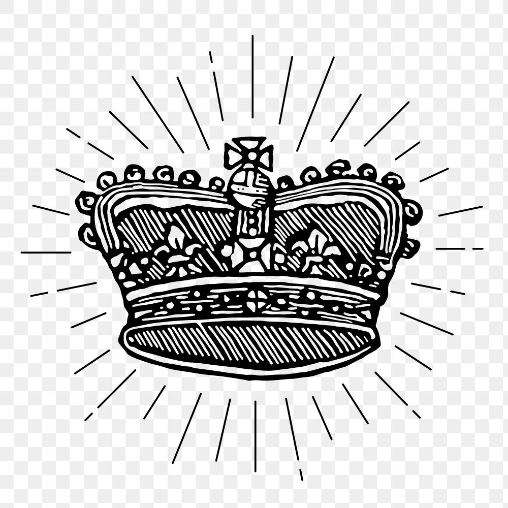 Royal crown png sticker, vintage accessory illustration, transparent background