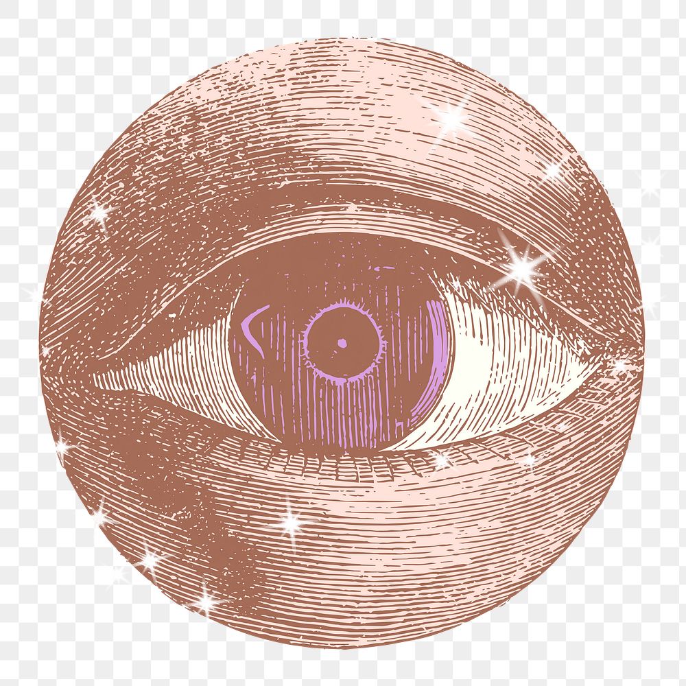 Eye png sticker, mystical sparkly aesthetic illustration, transparent background