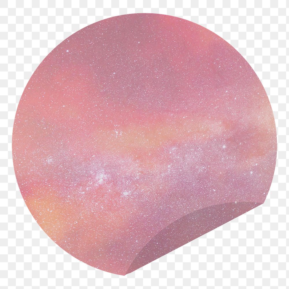 Paper note png with pink galaxy background round shape journal sticker