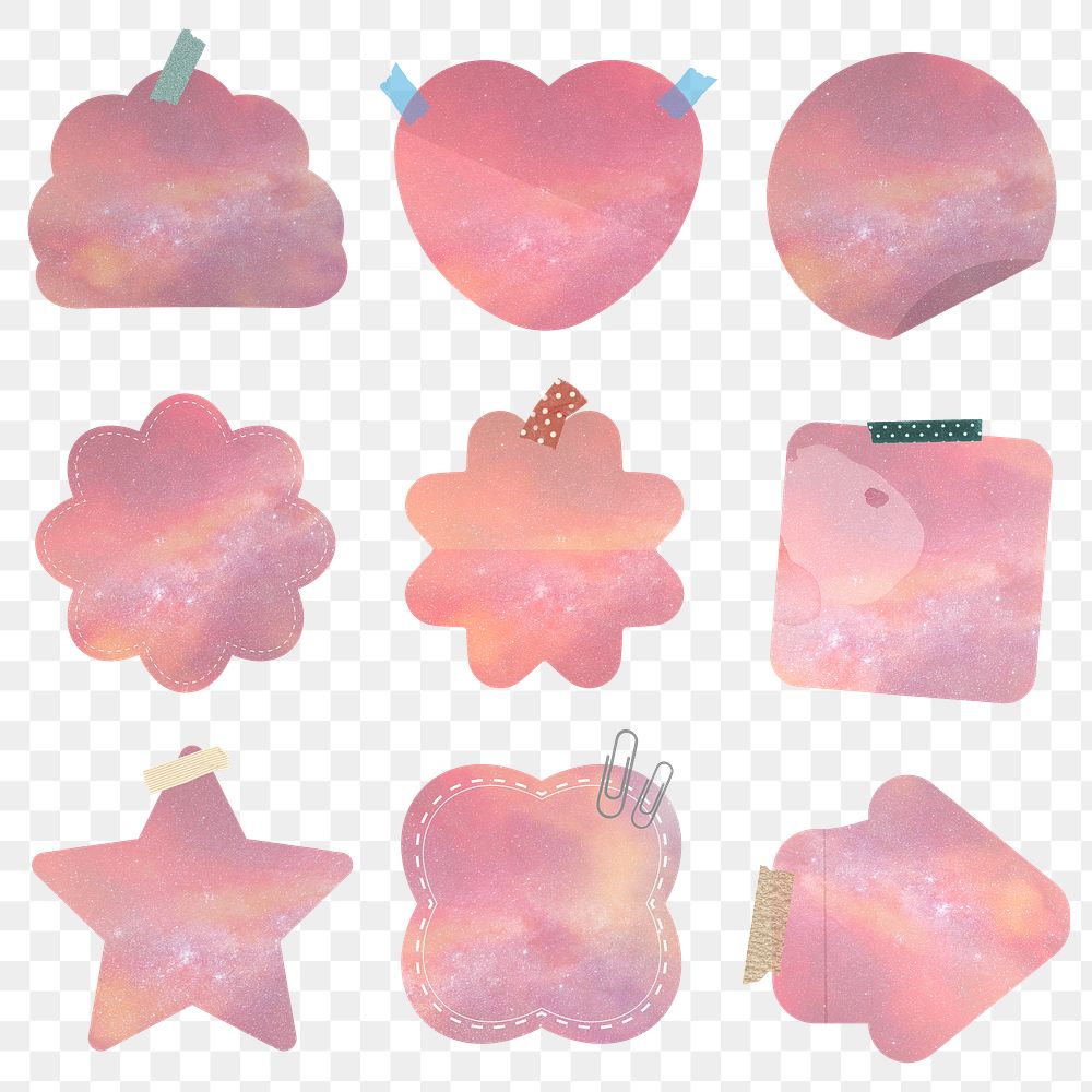 Reminder png with pink galaxy background set