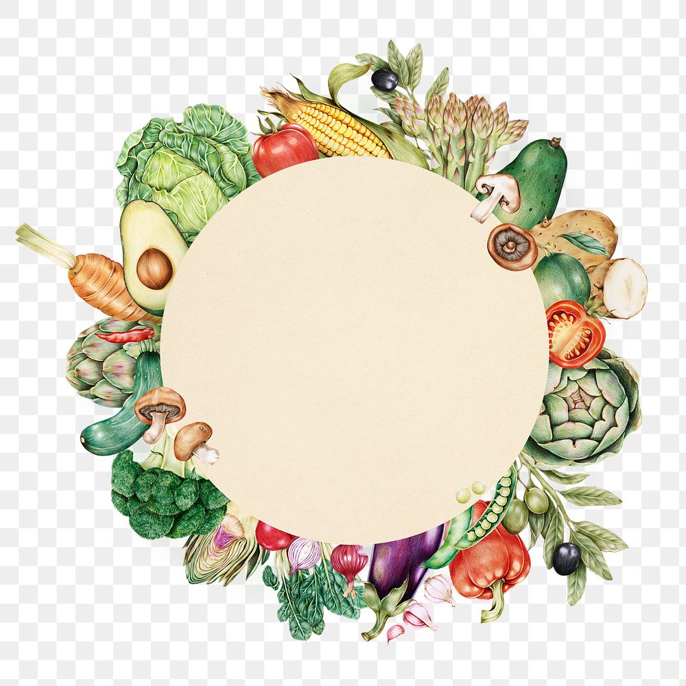 Fresh vegetables frame png hand drawn illustration