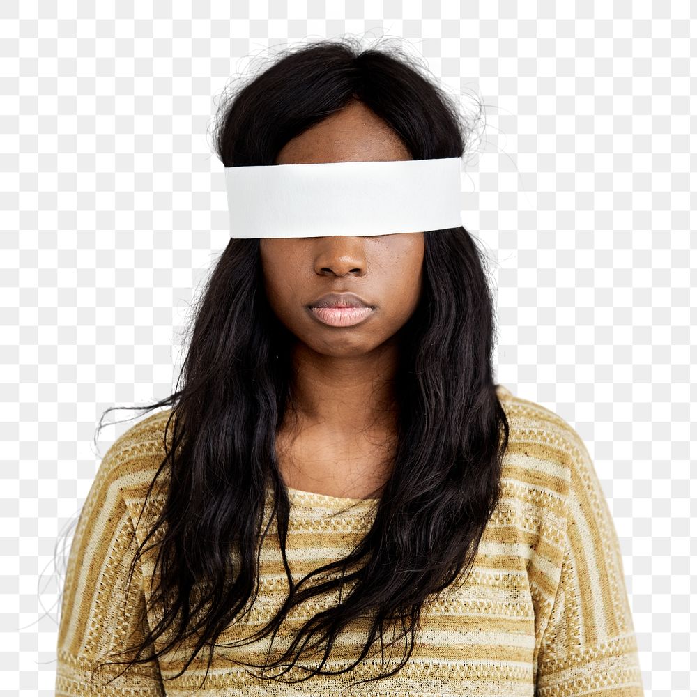 Blindfold woman png sticker, transparent background