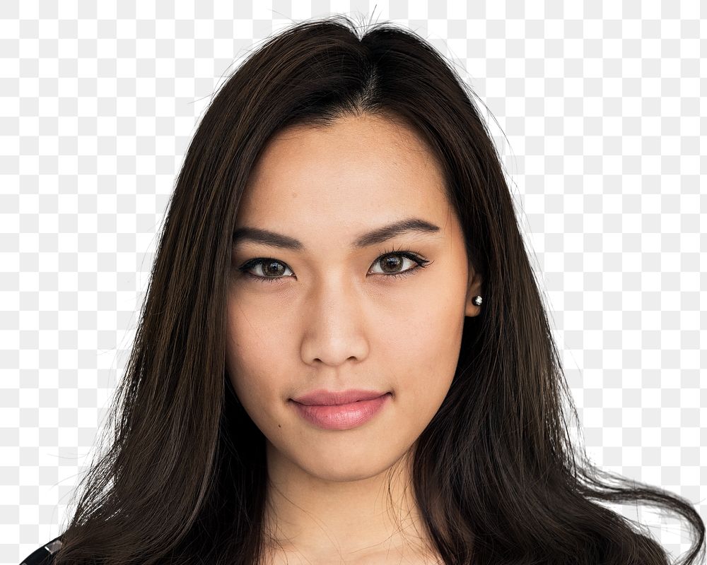 Asian young woman png transparent, beautiful face portrait