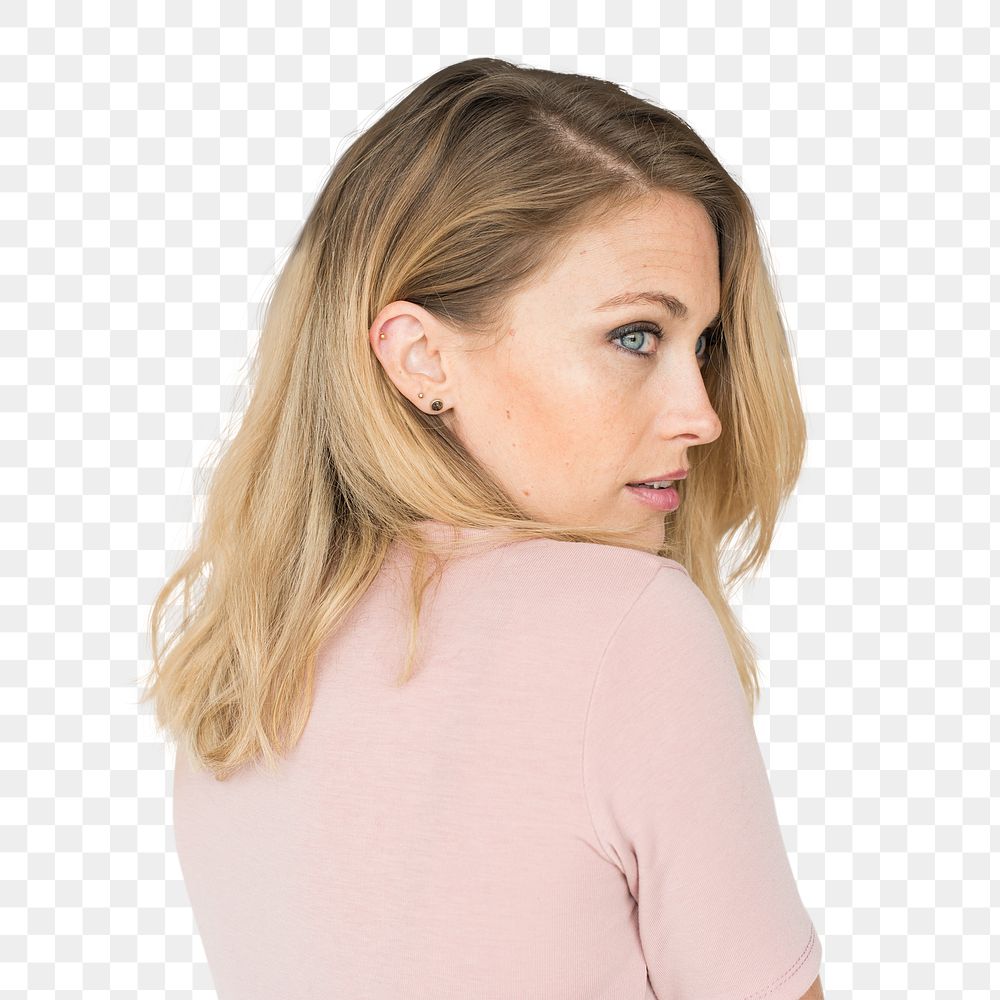 Blonde woman png clipart, side profile, transparent background