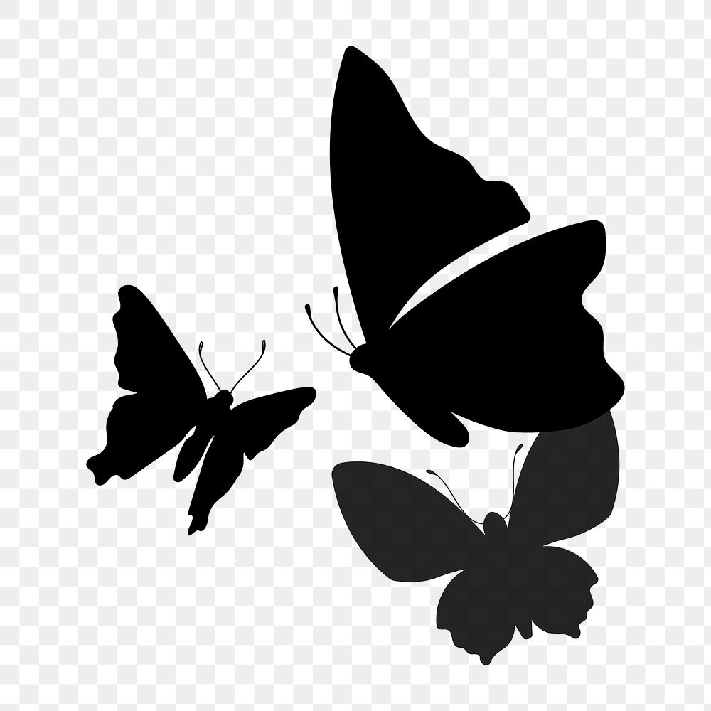 Butterfly png logo element, black creative animal illustration