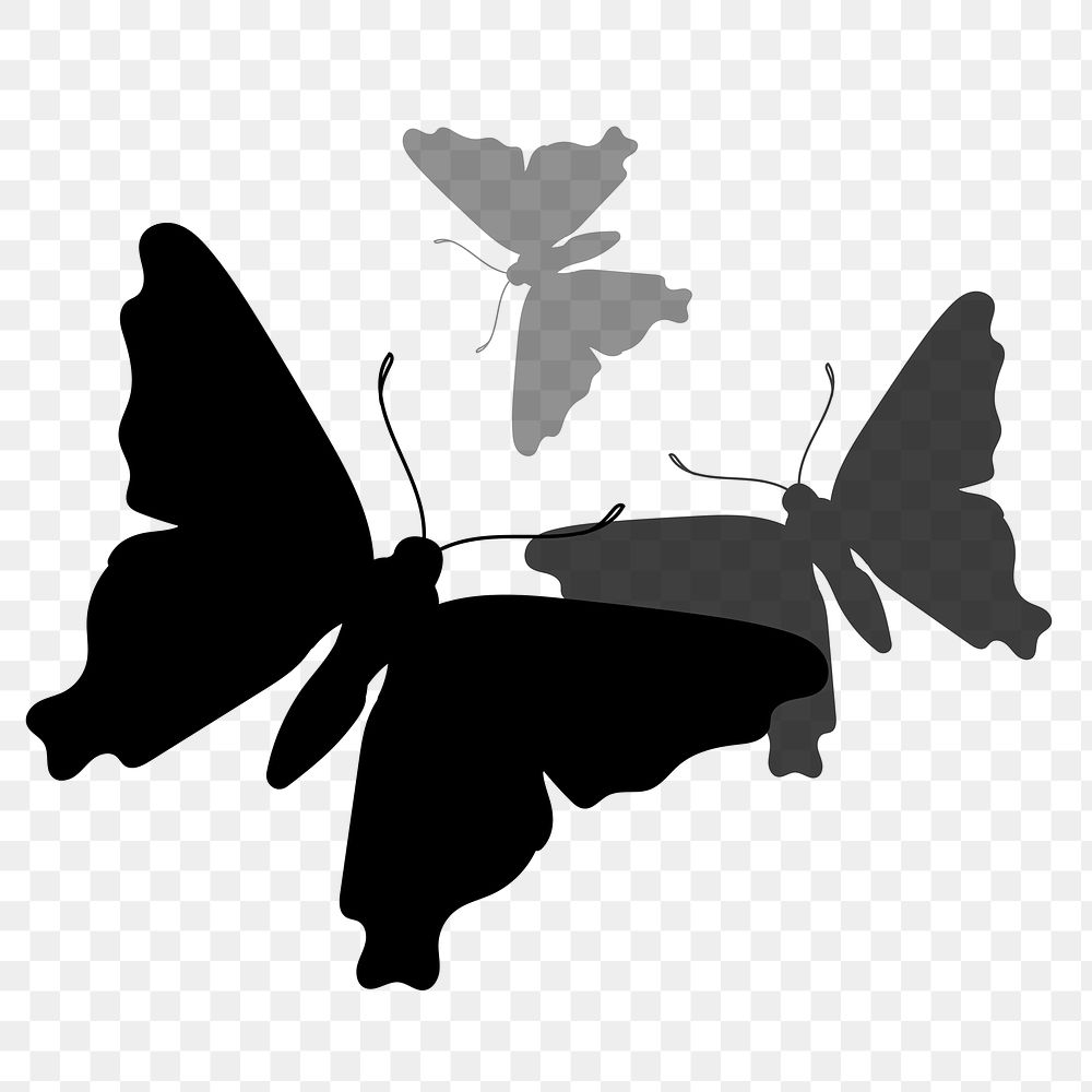 Butterfly png logo element, black creative animal illustration