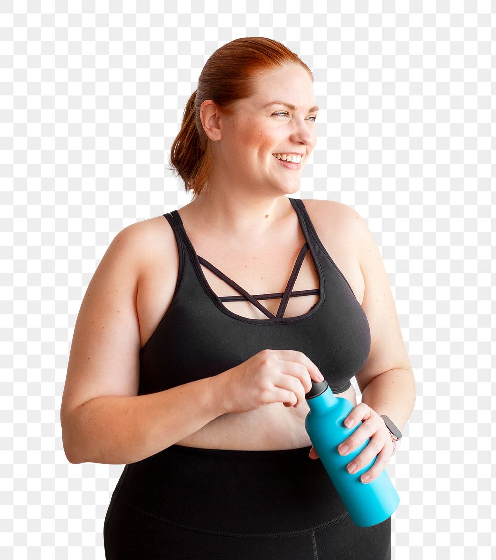 Healthy woman with a water bottle transparent png