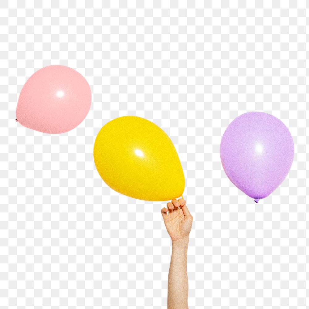 Hand holding a yellow balloon transparent png