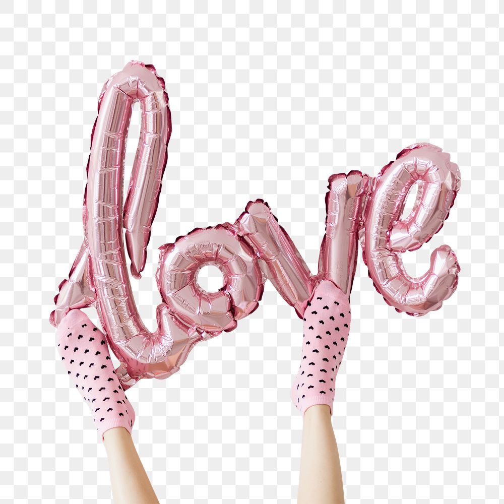Love glossy pink foil balloon transparent png