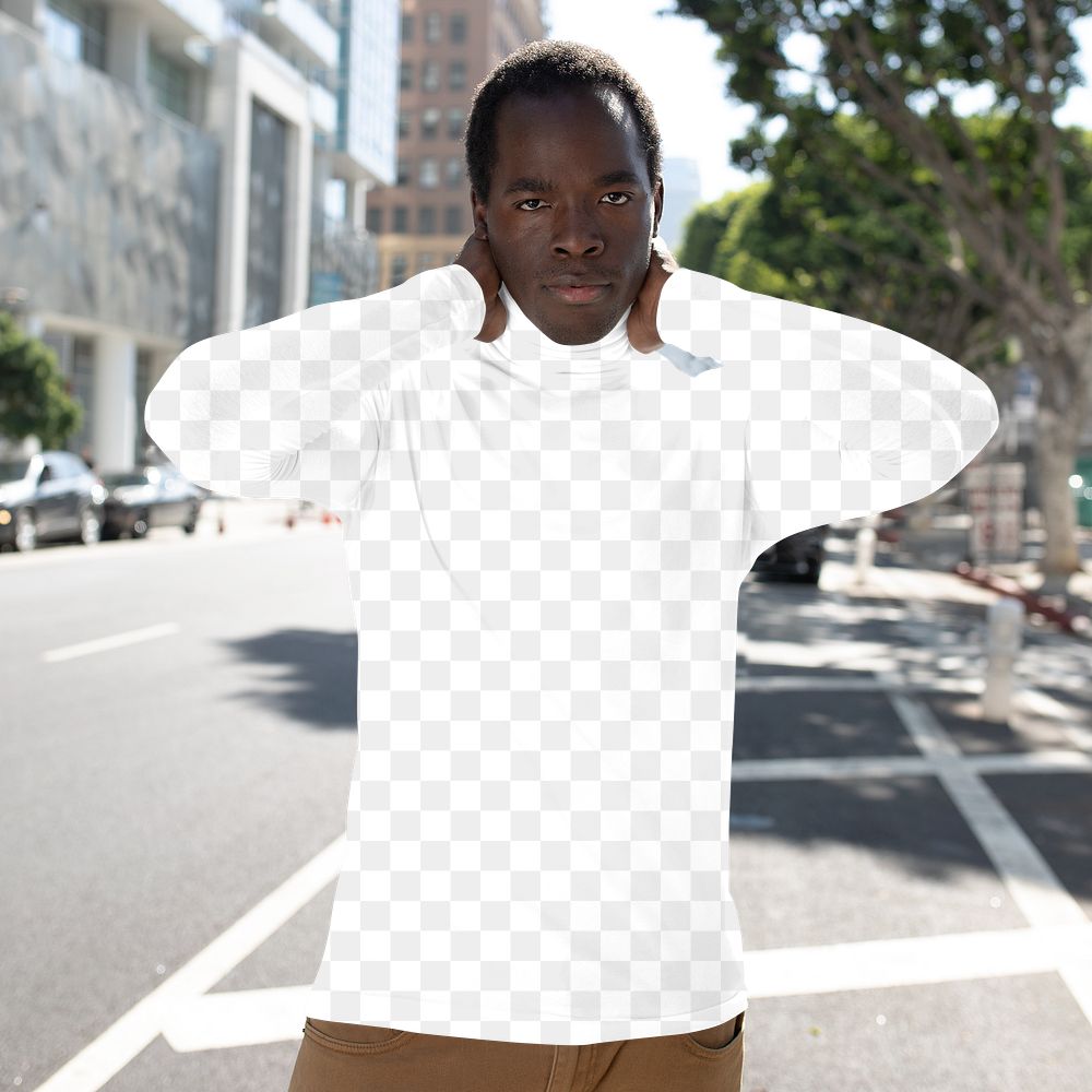 Png turtleneck mockup street style men&rsquo;s fashion 