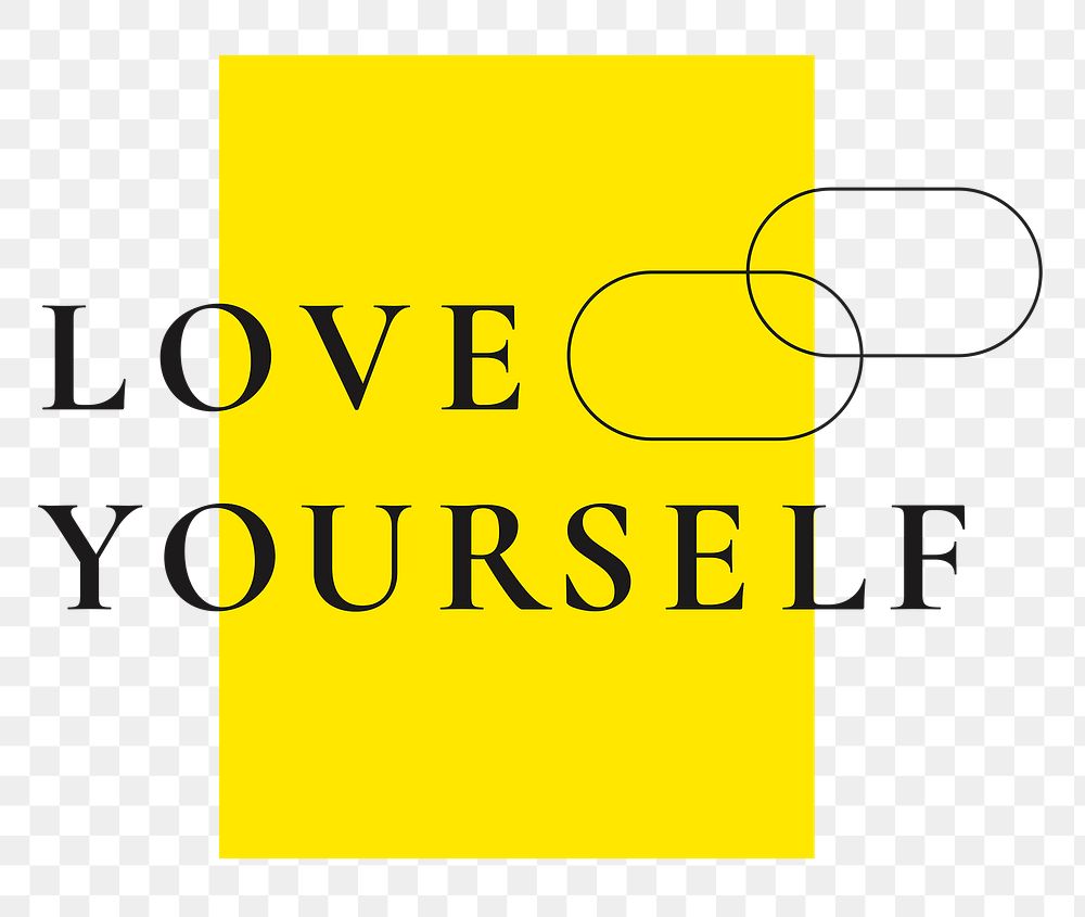 Png love yourself typography on yellow background