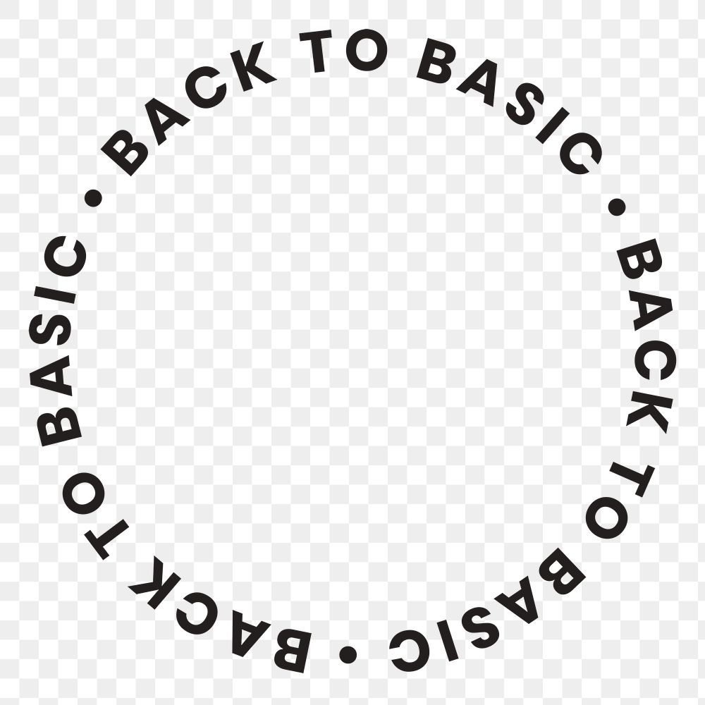 Png text back to basic in circle on transparent background