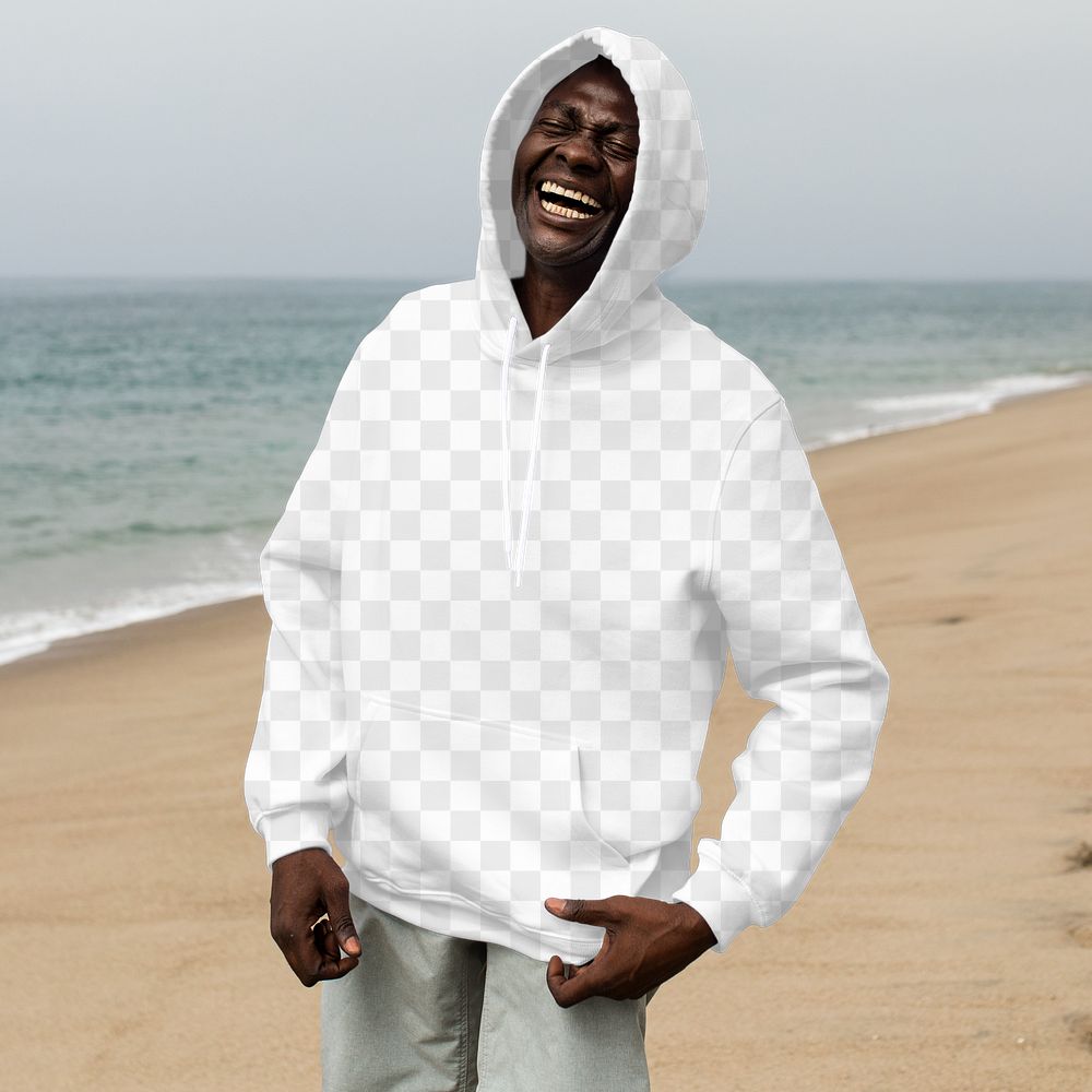 Png men&rsquo;s hoodie transparent mockup basic winter apparel photoshoot