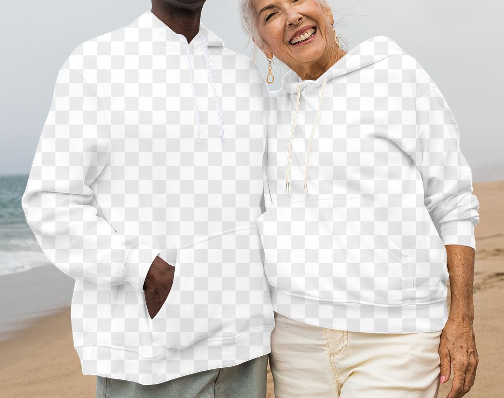 Png mature couple hoodies mockup senior&rsquo;s simple winter apparel shoot