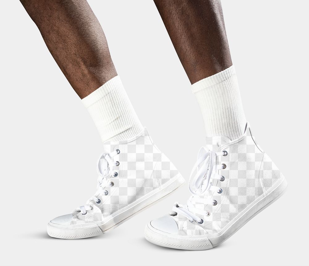 White sneakers mockup psd minimal apparel studio shoot
