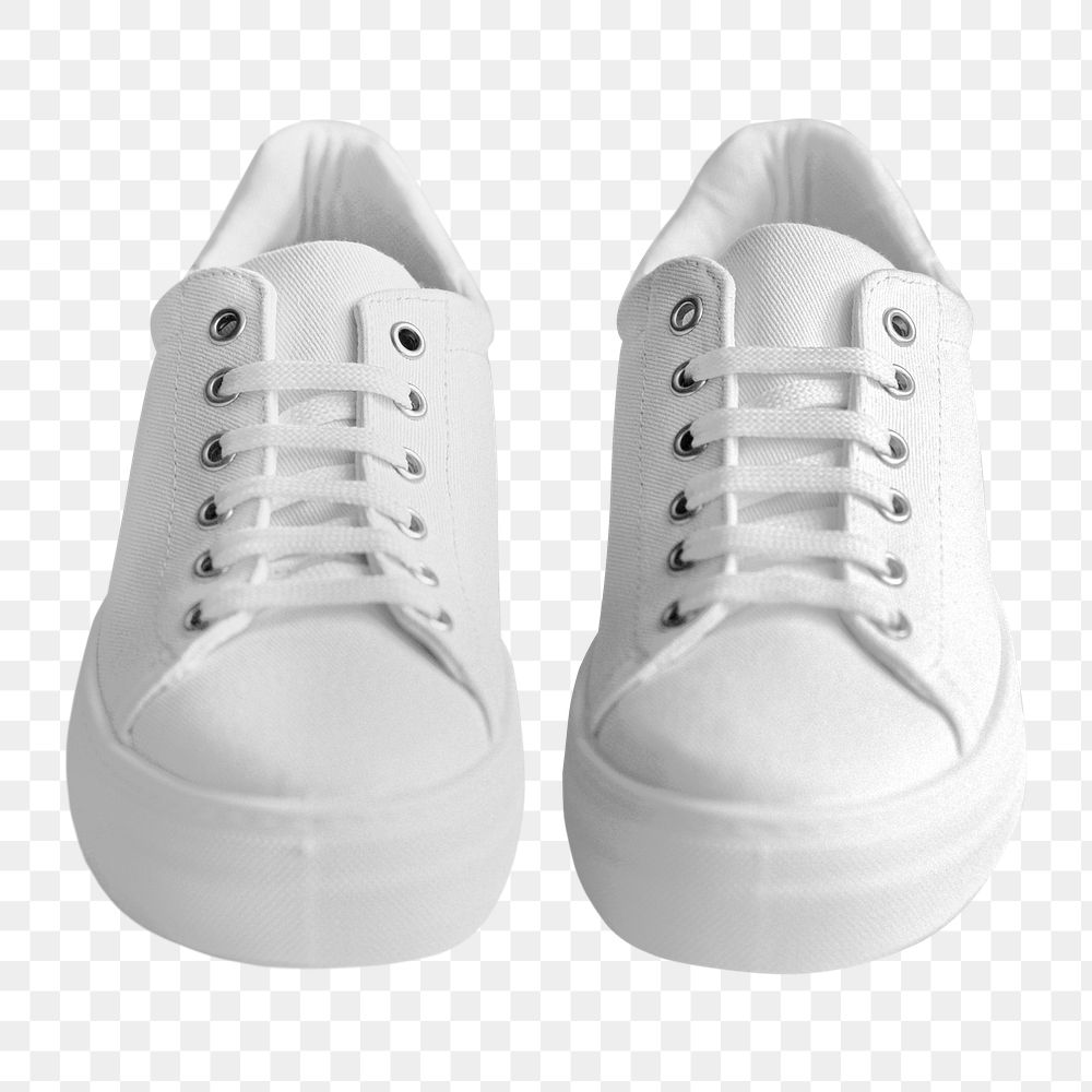 Unisex png white canvas sneakers mockup minimal fashion