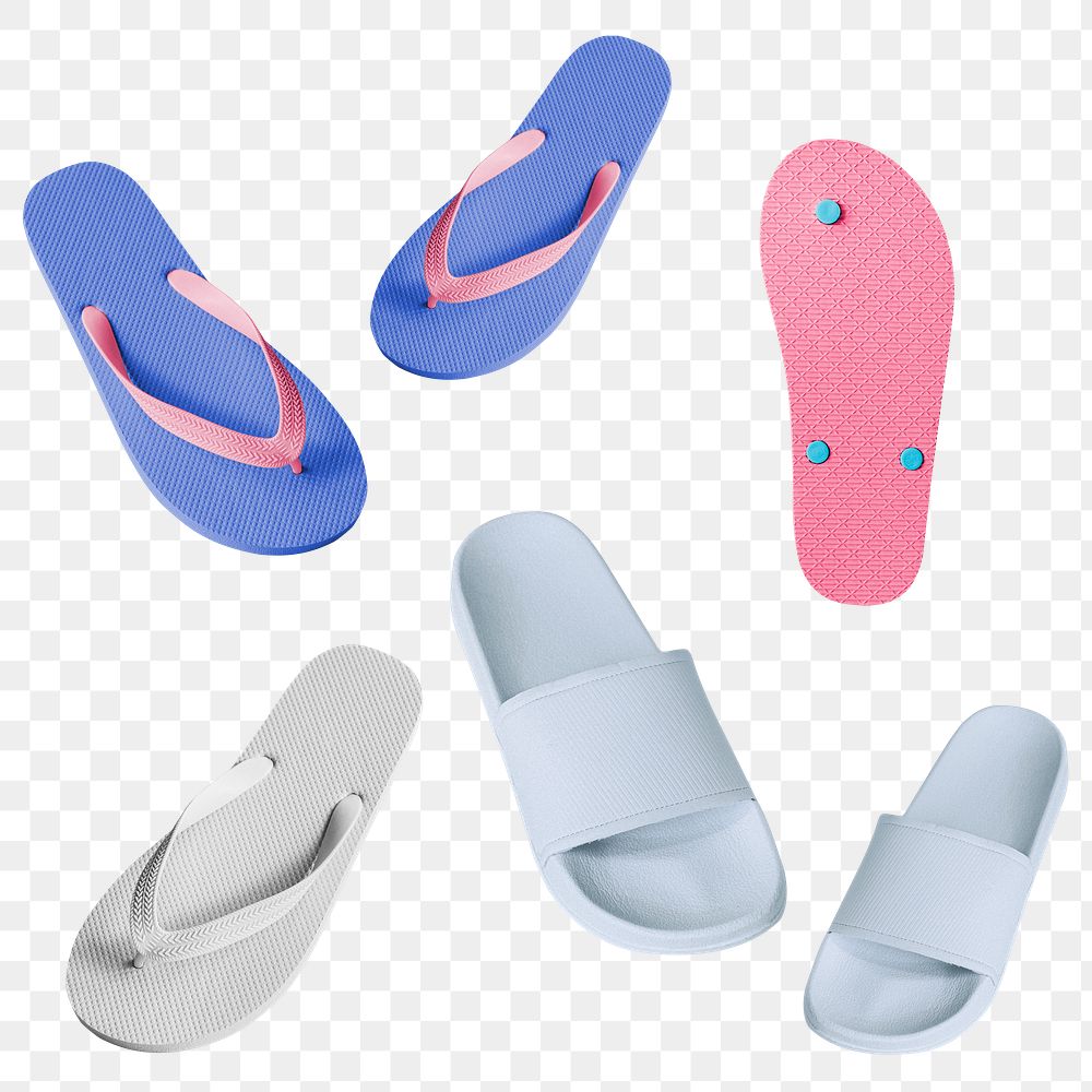Png flip flops slipper mockup set