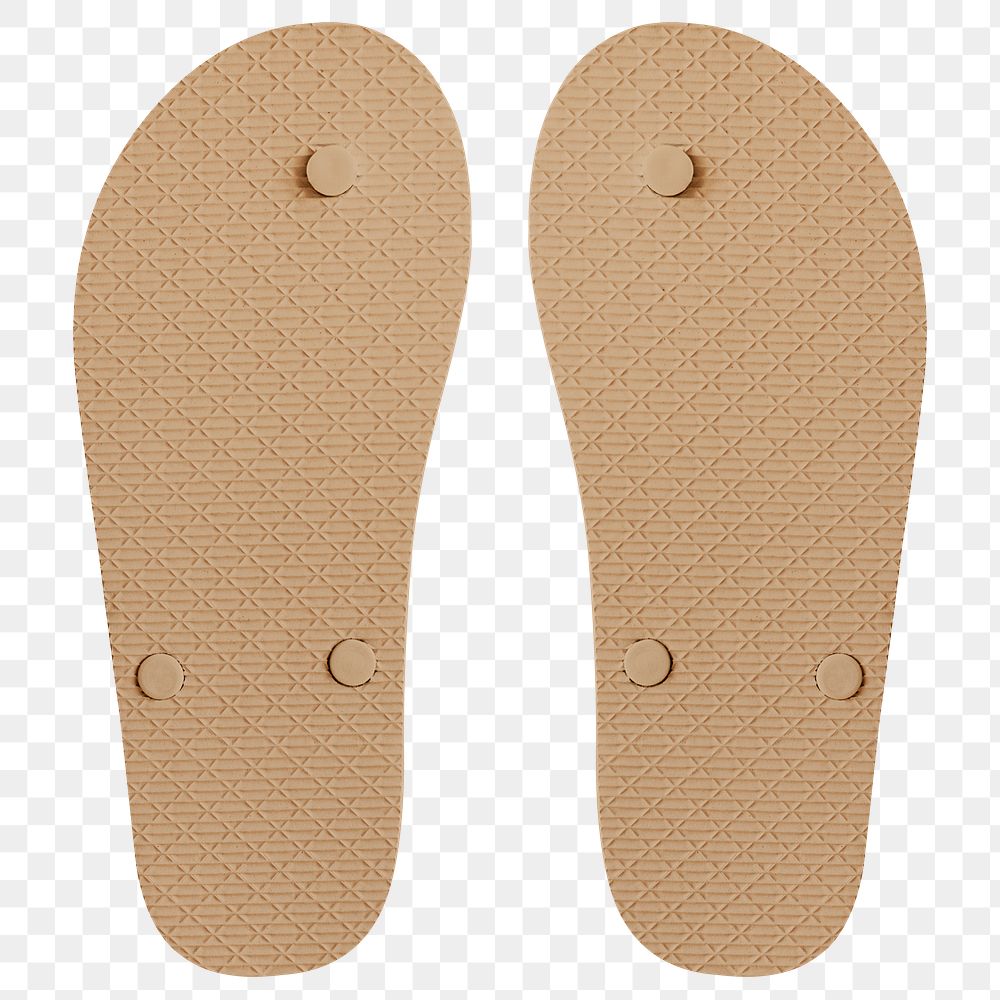 Beige flip flop bottoms mockup png slipper
