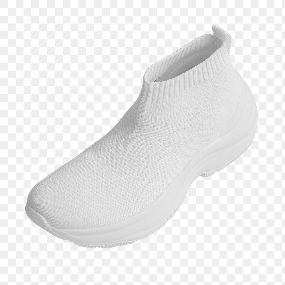 White png knitted high top slip-on sneakers mockup