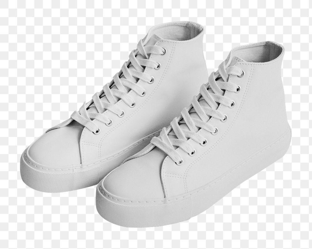 White leather high top mockup png sneakers