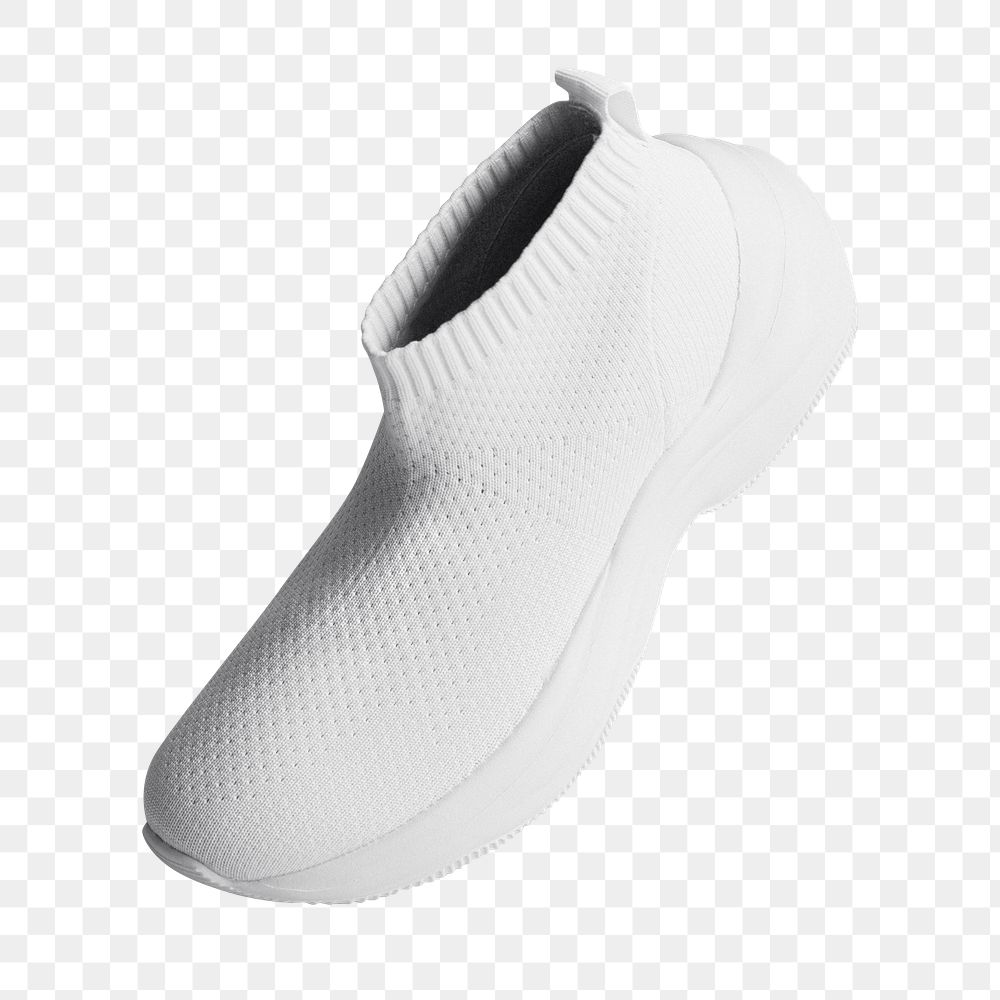 White knitted high top sneakers png mockup